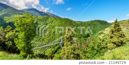 Panorama of Pyrenees with Cassagne Bridge, France Panorama of Pyrenees with Cassagne Bridge, France 21149729