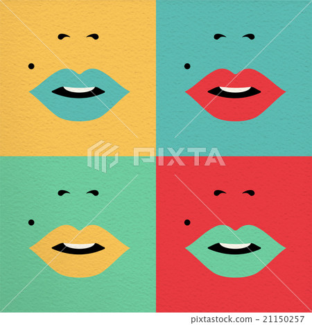 Retro pop art colorful concept with girl face 21150257