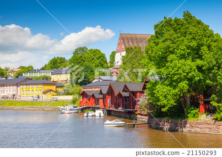 Red houses of historical Finnish town Porvoo 21150293