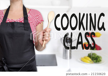 cooking class cook holding wooden spoon background concept cooking class cook holding wooden spoon background concept 21150620