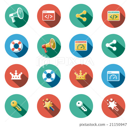 Internet and Web Flat Icons Set - Stock Illustration [21150947] - PIXTA