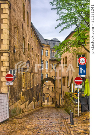 Narrow medieval street in Luxembourg, Benelux, HDR Narrow medieval street in Luxembourg, Benelux, HDR 21151241