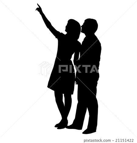 silhouettes of romantic couple on a white silhouettes of romantic couple on a white 21151422