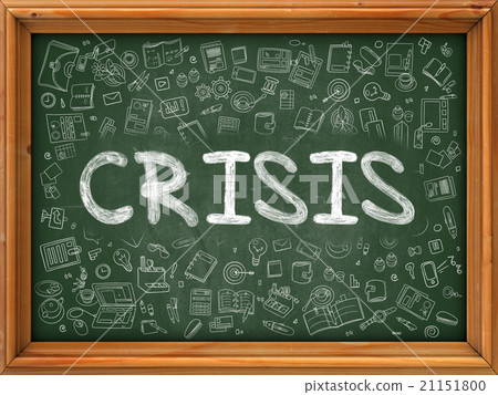 Crisis Concept. Green Chalkboard with Doodle Icons 21151800