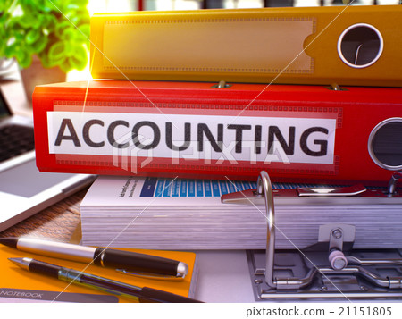 Accounting on Red Ring Binder. Blurred, Toned 21151805