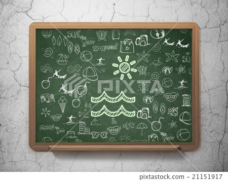 Travel concept: Beach on School Board background 21151917