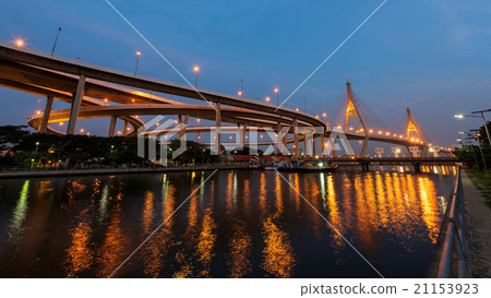 Bhumibol Bridge at the morning in Bangkok 21153923