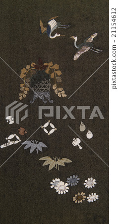 Japanese pattern silk fabric dyed fabric old cloth 21154612
