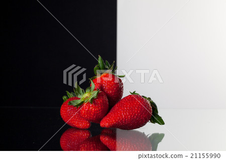 Strawberries on black and white background 21155990