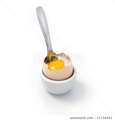 Crushed soft-boiled egg witch spoon inside 21156462