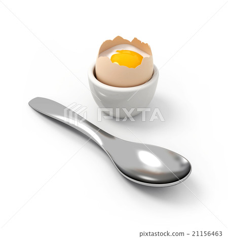 Crushed soft-boiled egg witch spoon in front Crushed soft-boiled egg witch spoon in front 21156463