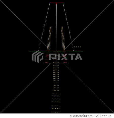 Luminous night landing lights Airport. Vector . 21156596