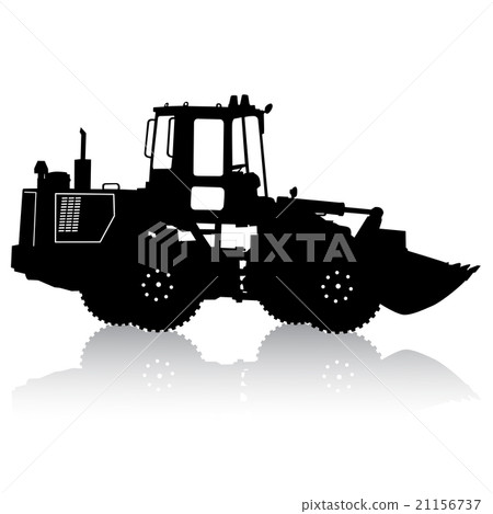 Silhouette of a heavy loaders with a ladle. Silhouette of a heavy loaders with a ladle. 21156737