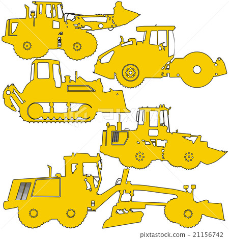 Set silhouettes road construction equipment. Set silhouettes road construction equipment. 21156742