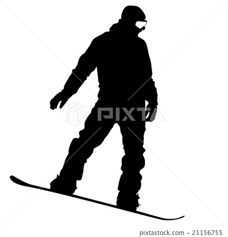 Black silhouettes  snowboarders white background. 21156755