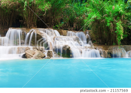 Turquoise water of Kuang Si waterfall, Luang Prabang. Laos 21157569