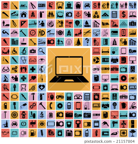 Collection flat icons with long shadow.  symbols 21157804
