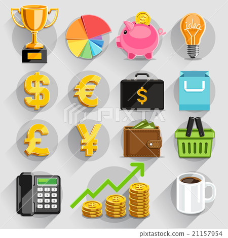 Business flat icons color set. Vector illustration - Stock Illustration ...