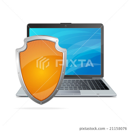 Security concept. Shield antivirus and laptop 21158076