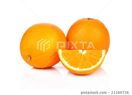 Orange fruit sliced isolated on white background Orange fruit sliced isolated on white background 21160726