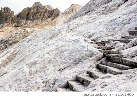 Stairs into the rock on the Marmolada 21161400