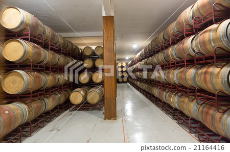 Rows with wooden barrels Rows with wooden barrels 21164416