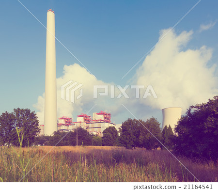 Industrial plant with chimney and cooling towers Industrial plant with chimney and cooling towers 21164541