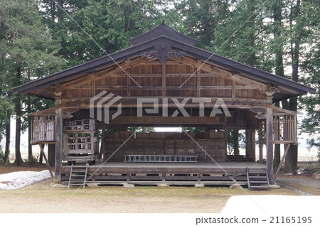 Shinshu Azumino Cultural Property Shinya Suwa Shrine's Kagura Shrine Front Horizontal Village Kabuki Performed theater City Cultural Property Designation 21165195