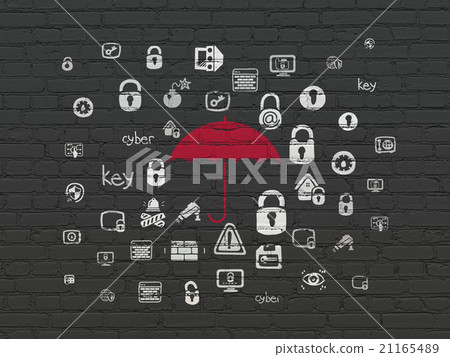 Security concept: Umbrella on wall background 21165489
