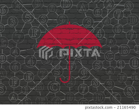 Safety concept: Umbrella on wall background Safety concept: Umbrella on wall background 21165490