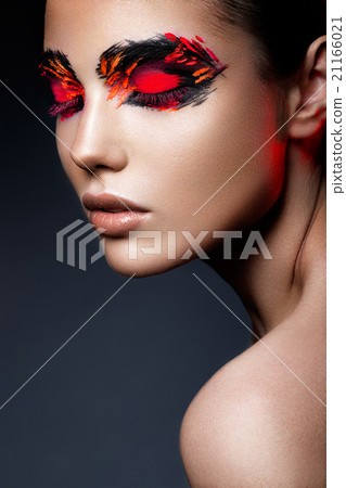 Beauty fashion model girl with dark bright orange 21166021
