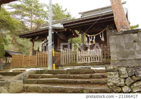 Shinshu Matsumoto的文化遺產在江戶時代右側的Senjoka神社的主要神社Matsumoto / Takashima氏族邊界建造的兩個主要的大廳建築物 21166417