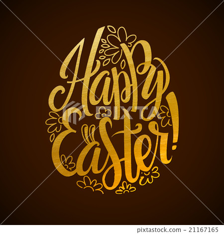 Gold Foil Happy Easter Greeting Egg Card 21167165