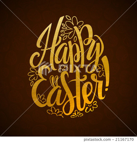 Gold Foil Happy Easter Greeting Egg Card 21167170