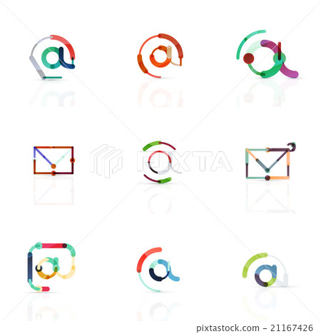 Vector email business symbols or at signs logo set-插圖素材 [21167426 ...