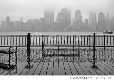 New York City skyline on a rainy day New York City skyline on a rainy day 21167953