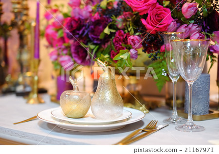 Table set for wedding reception Table set for wedding reception 21167971