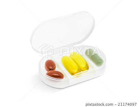 medicine separate box with colorful capsules 21174097