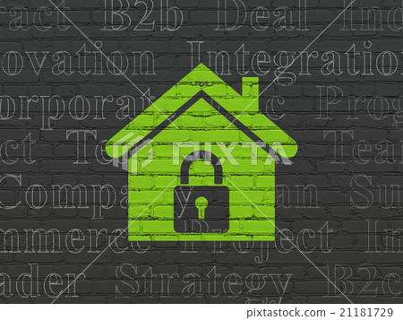 Finance concept: Home on wall background 21181729