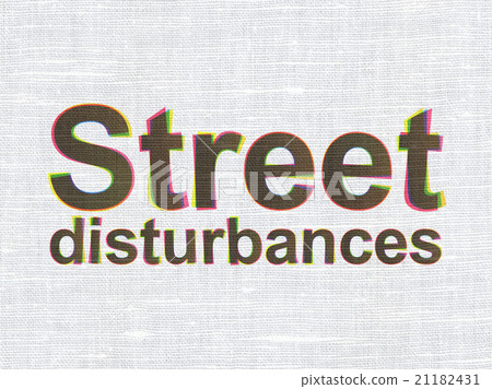 Political concept: Street Disturbances on fabric Political concept: Street Disturbances on fabric 21182431