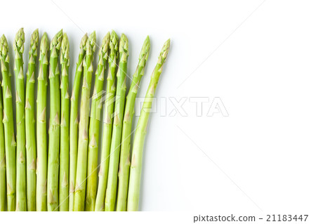 Green asparagus at the left of white background 21183447
