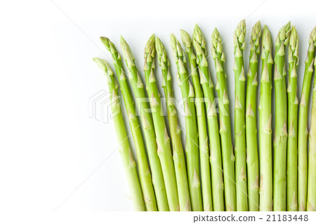 Green asparagus at the right of white background 21183448