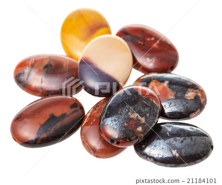 many oval beads from mookaite jasper gemstone many oval beads from mookaite jasper gemstone 21184101