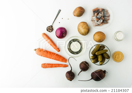 Ingredients for vegetable salad with beet Ingredients for vegetable salad with beet 21184307