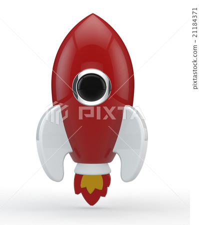 3D render of a symbolic rocket colored in red 3D render of a symbolic rocket colored in red 21184371