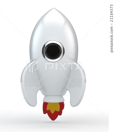 3D render of a symbolic white rocket with flames 3D render of a symbolic white rocket with flames 21184373