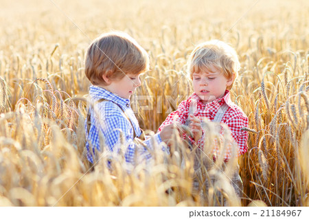 Two little sibling boys having fun and speaking on Two little sibling boys having fun and speaking on 21184967