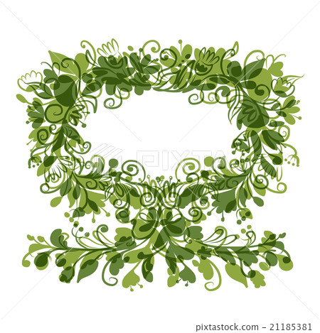 Floral tree green with frame for your text 21185381