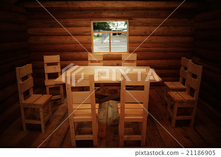 rustic interior wooden house made of logs 21186905