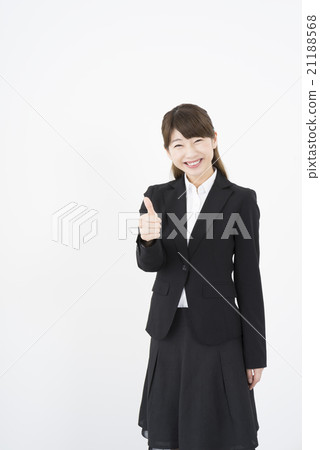 An attractive smile wearing a business suit is a wonderful woman "front" successful success. Take care! Vertical screen 21188568